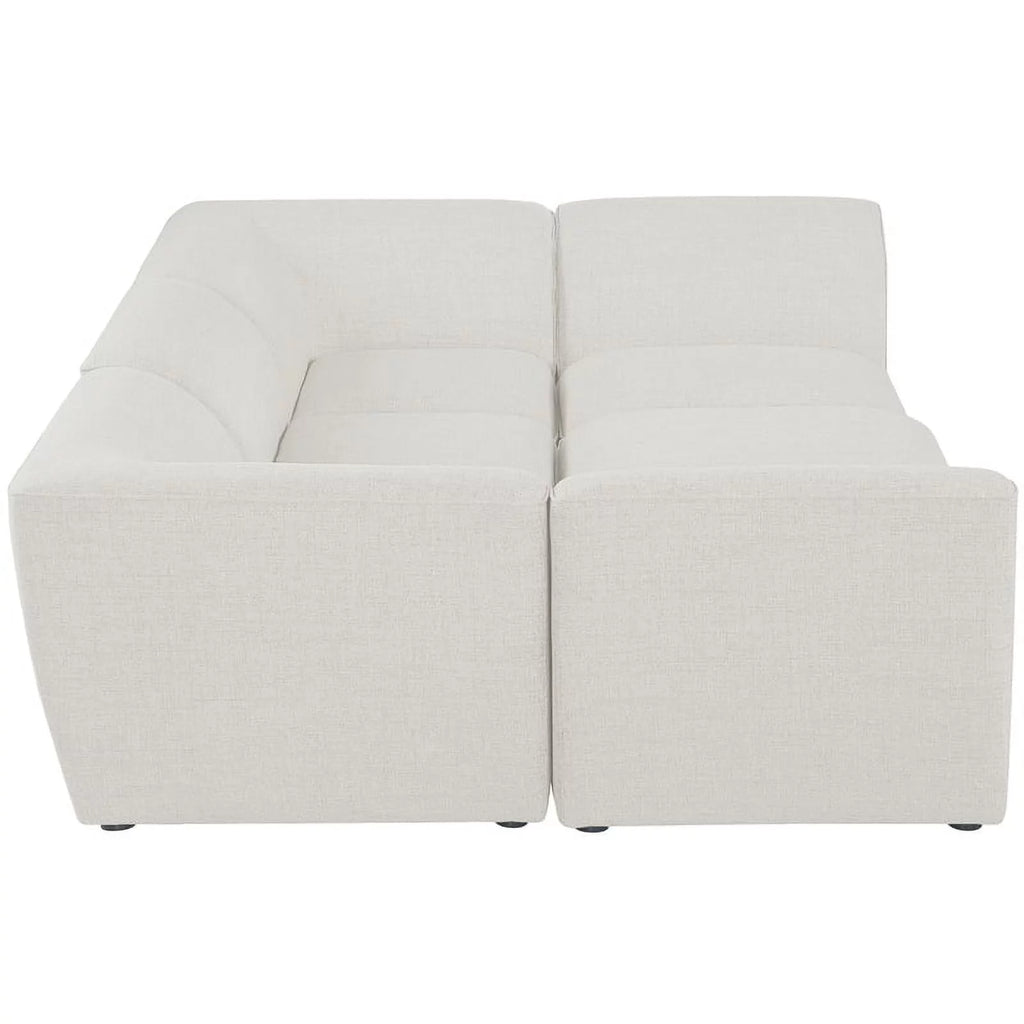 Cream Linen Textured Modular Sectional D8092
