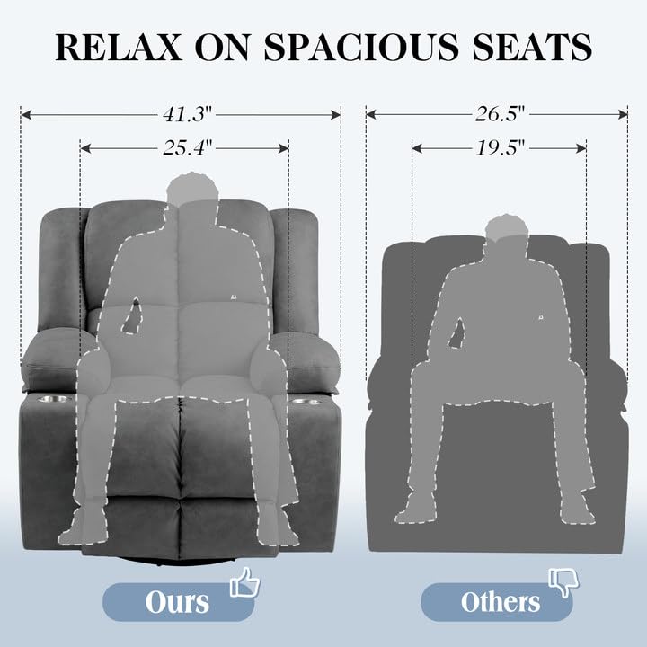 Oversized Power Lift Recliner Chair with Massage, Dark Grey U819122