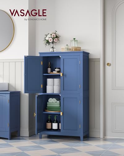 Forest Green 4 Door Freestanding Bathroom Storage Cabinet with Adjustable Shelves V5216