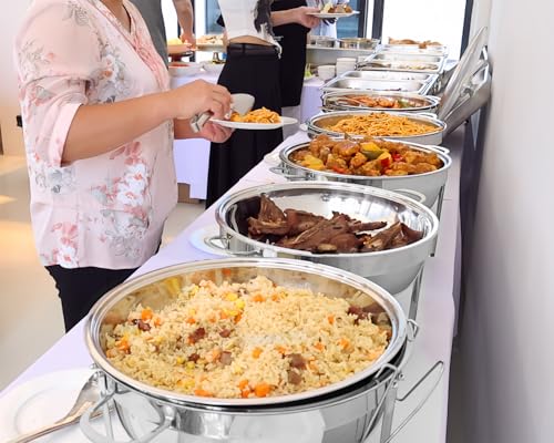 2 Pack Gold 5 Qt Chafing Dish Buffet Set with Glass Lid E686111