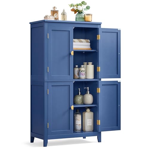 Forest Green 4 Door Freestanding Bathroom Storage Cabinet with Adjustable Shelves V5216