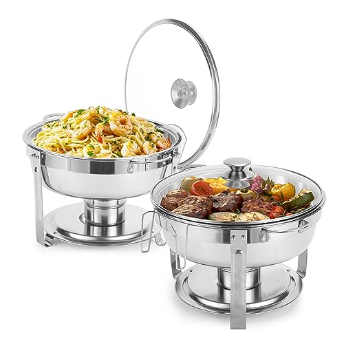 2 Pack Gold 5 Qt Chafing Dish Buffet Set with Glass Lid E686111
