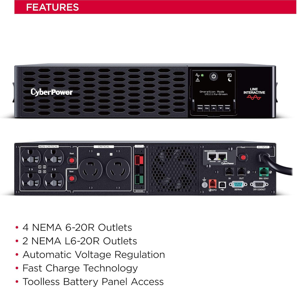 2200VA/2200W 6 Outlets 2U Rack/Tower UPS System I992