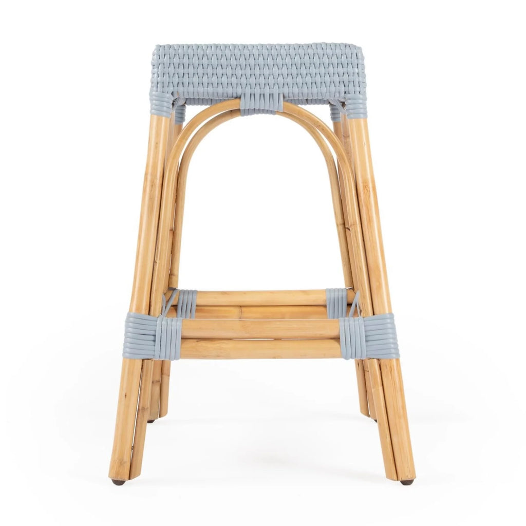 Baby Blue Rattan Counter Stool D736