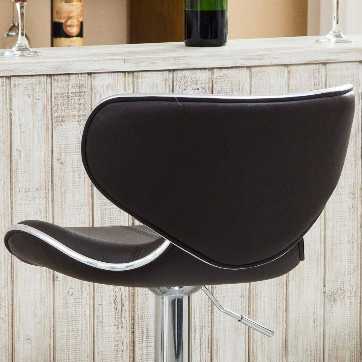 Brown Leatherette Adjustable Swivel Barstool Set of 2 Y1813