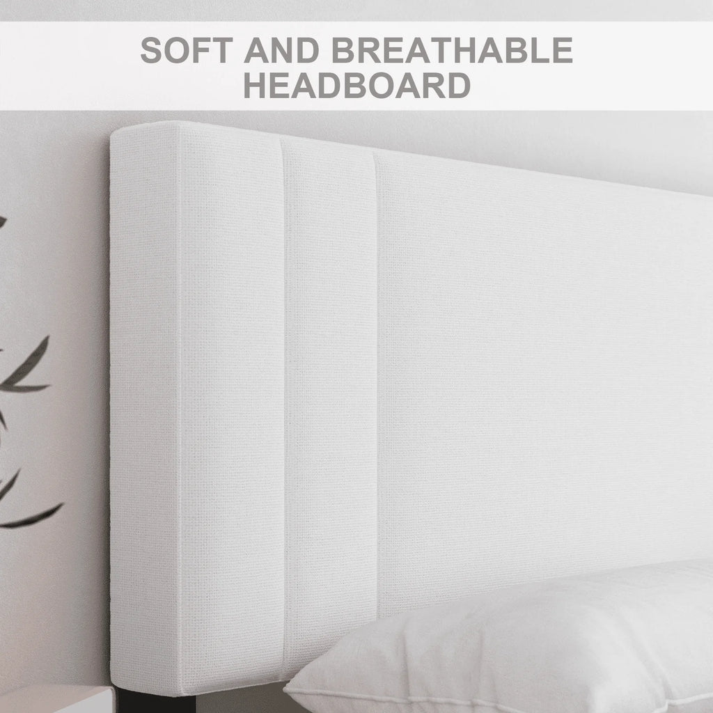 Full Size Platform Bed Frame with Fabric Upholstered Headboard A4696