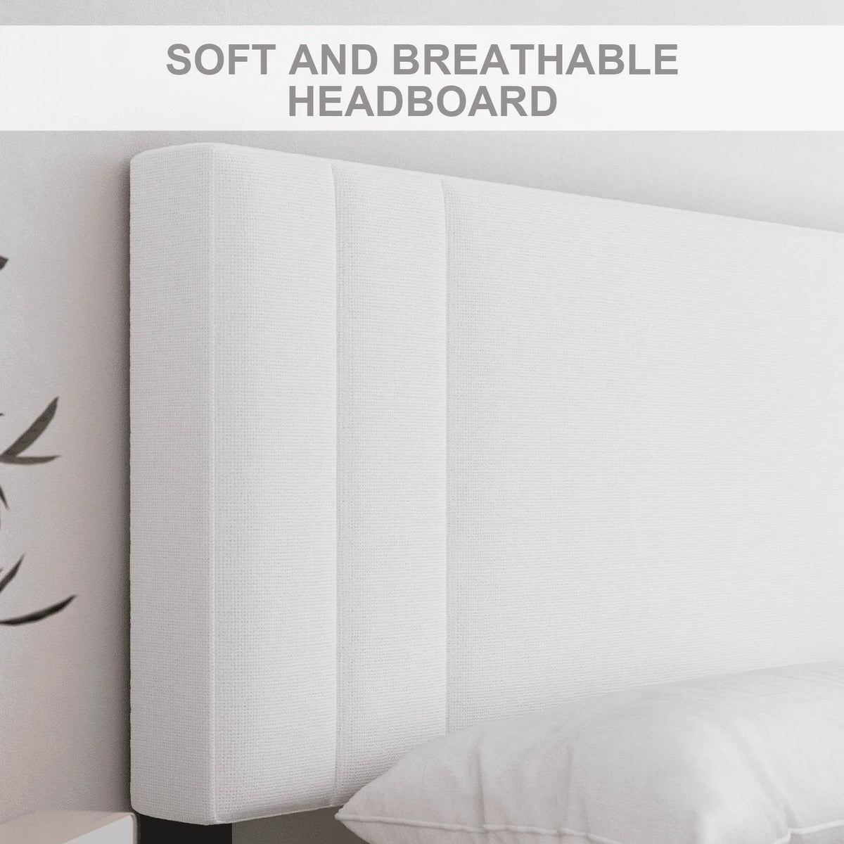 Full Size Platform Bed Frame with Fabric Upholstered Headboard A4696