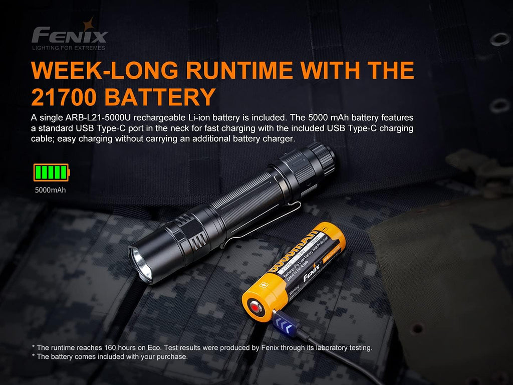 Tactical Flashlight with 5000mAh USB-C Rechargeable Battery H564364