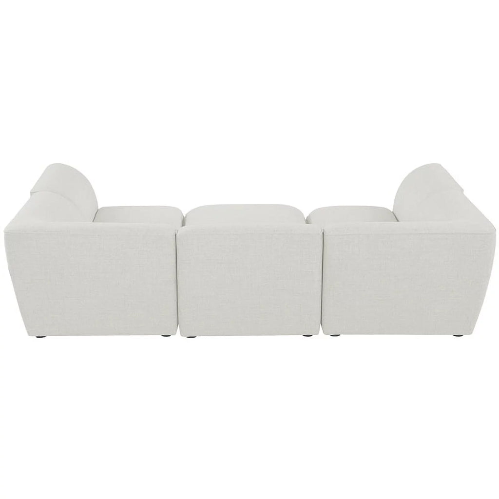 Cream Linen Textured Modular Sectional D8092