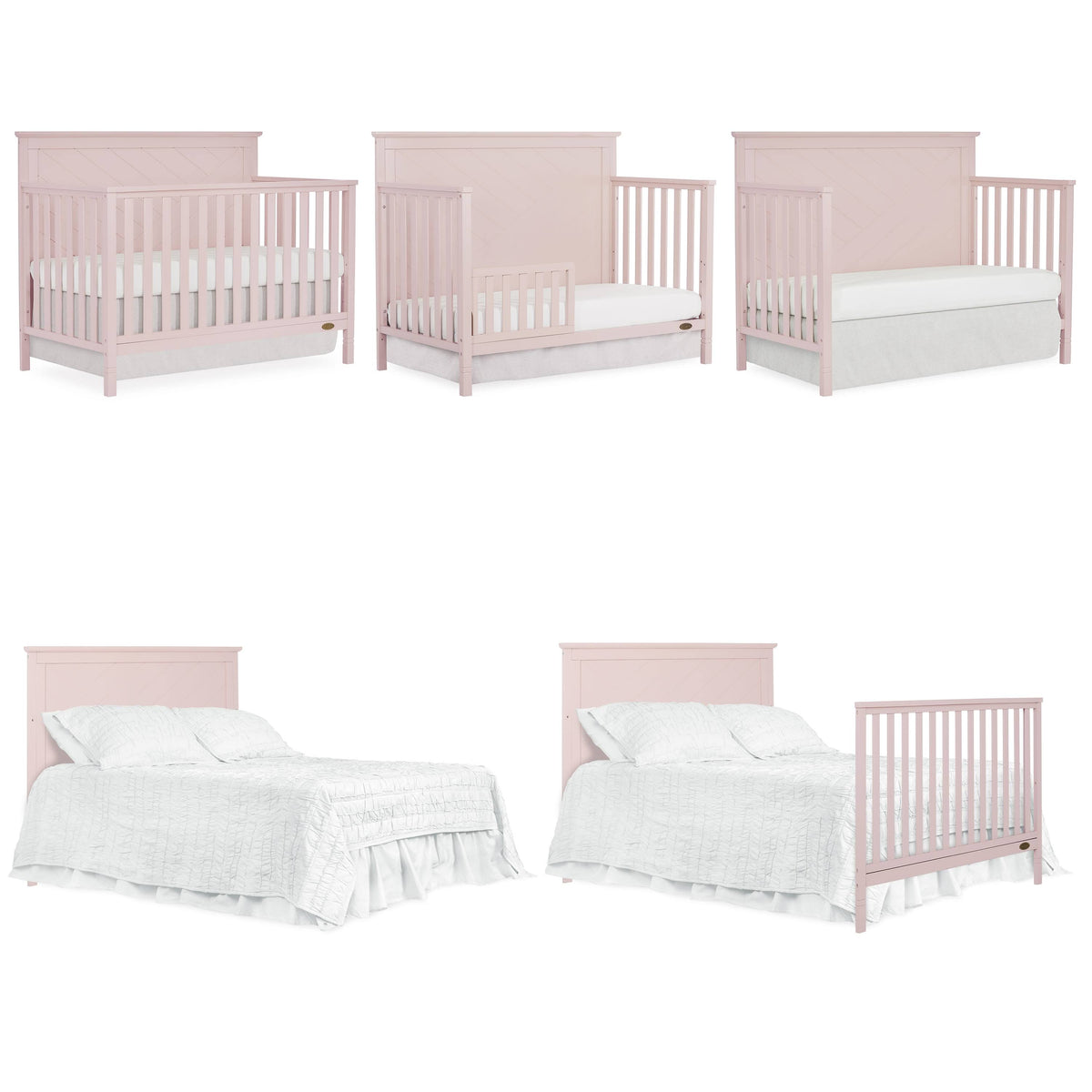 Blush Pink 5 in 1 Convertible Crib Q346
