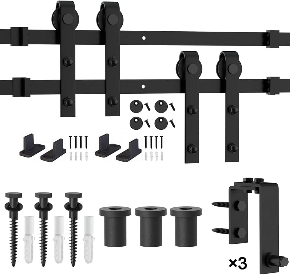 4FT Metal Sliding Bypass Barn Door Hardware Kit Z420