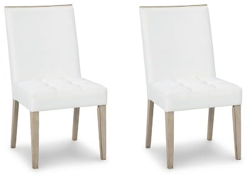 White & Beige Upholstered Side Chair, 2 Count J86458