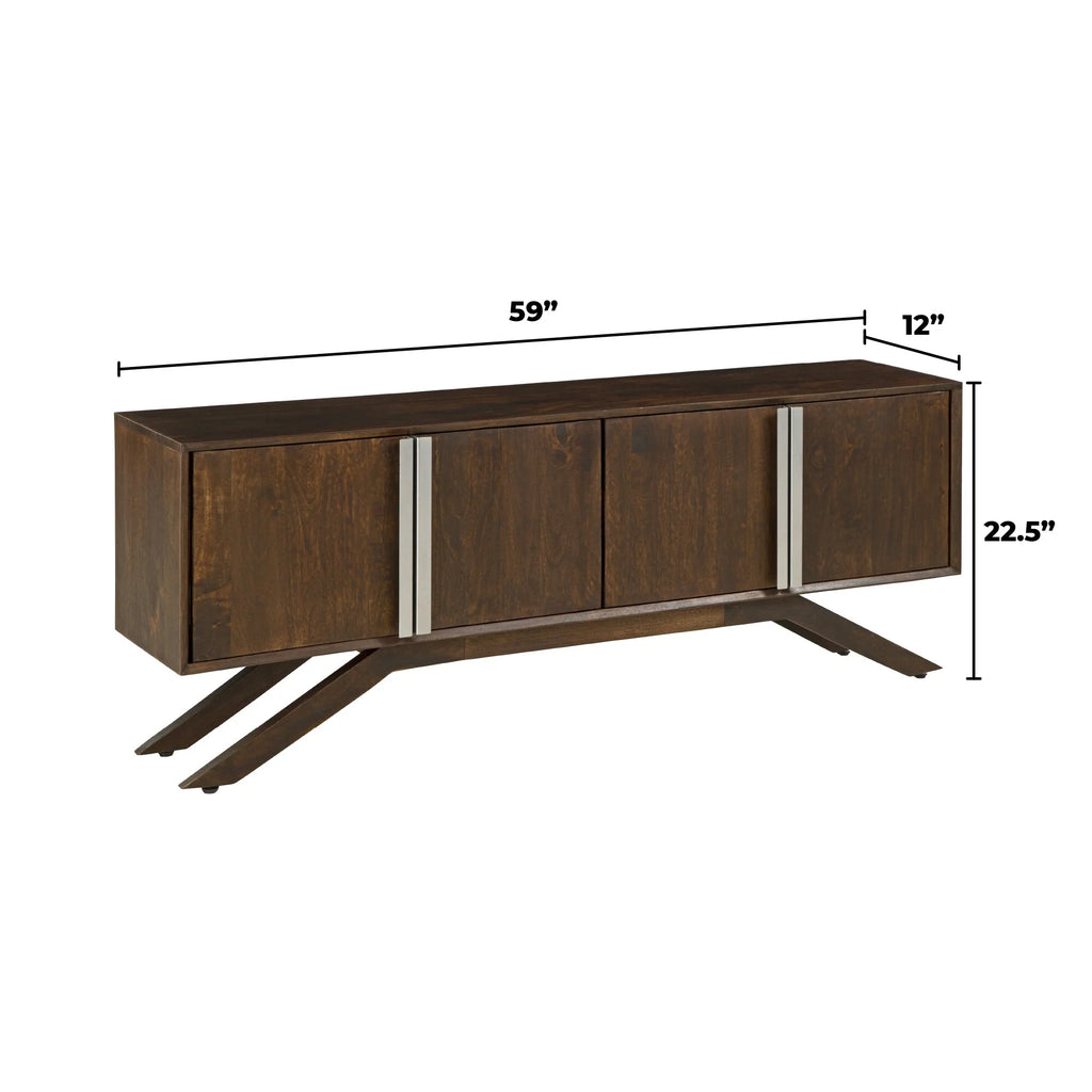 59" Wide Solid Wood Walnut TV Stand O661