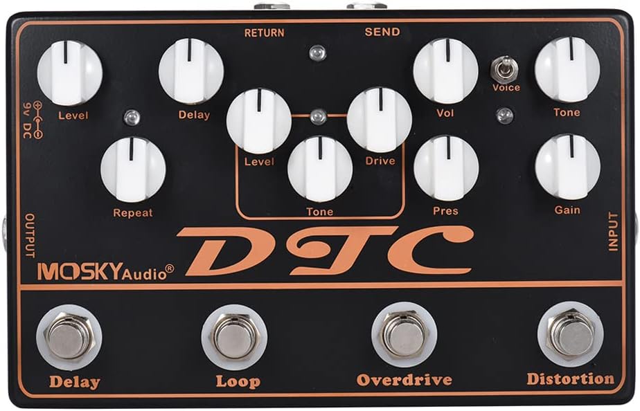 4-in-1 Electric Guitar Effects Pedal Distortion Overdrive Loop Delay D12342