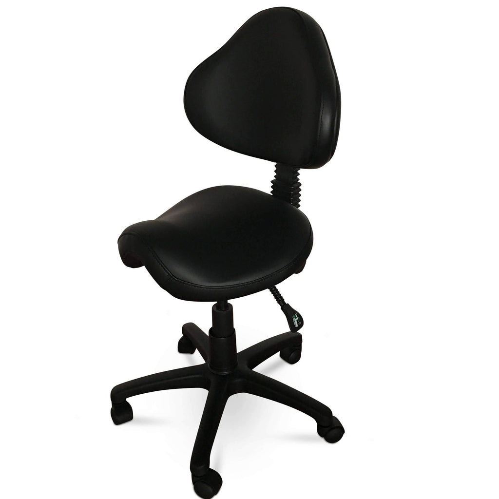 Rolling Saddle Stool with Adjustable Height and Backrest Q8416