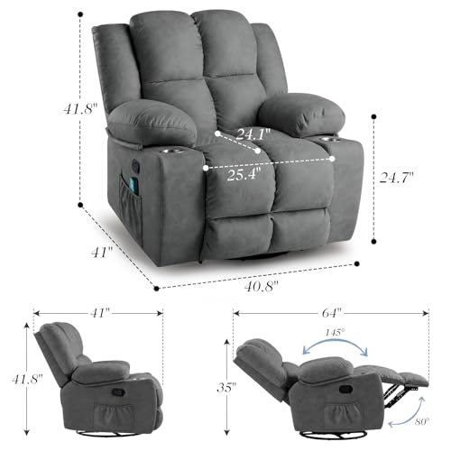 Oversized Power Lift Recliner Chair with Massage, Dark Grey U819122