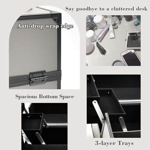 Large Black Portable Makeup Train Case R498923