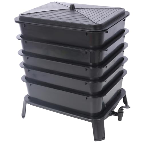 Black 4-Tray 20L Worm Composter J1062