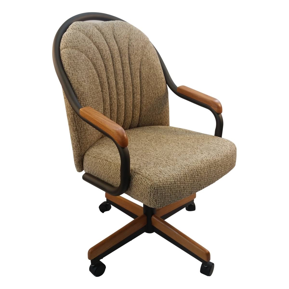 Wheat Tweed Fabric Swivel Tilt Caster Arm Chair Z87656
