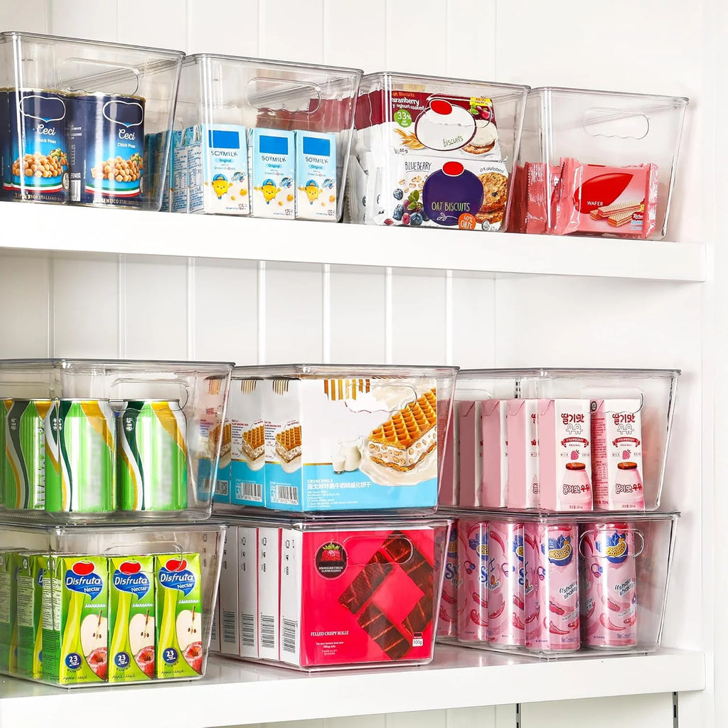 Clear Stackable Storage Bins with Lids, Large Plastic Containers with Handle H5967