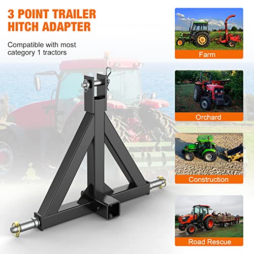 2" Orange Trailer Hitch Receiver for Category 1 Tractors K188