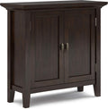Hickory Brown Solid Wood Low Storage Cabinet with 2 Doors and 2 Adjustable Shelves S9188