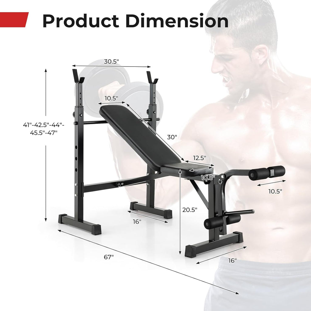 Adjustable Weight Bench with Squat Racks N300