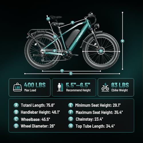 Electric Bike with 1500W Peak Motor, 48V 15Ah Battery, 26'' x 4'' Fat Tire U1809
