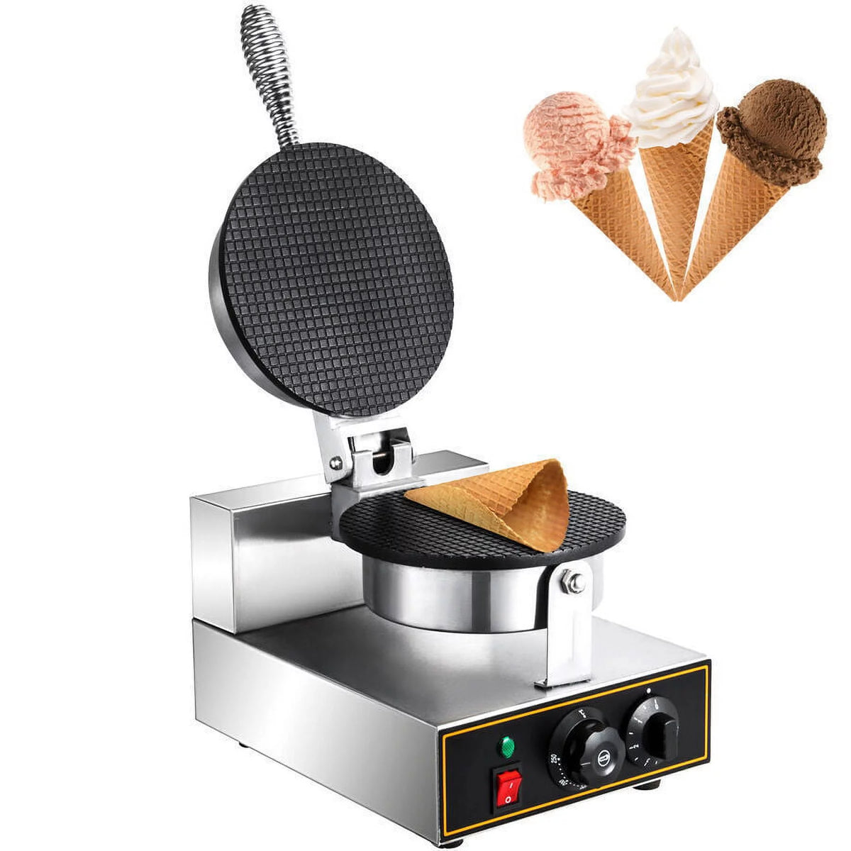Commercial 110v Electric Nonstick Ice Cream Waffle Cone Baker Machine U4090