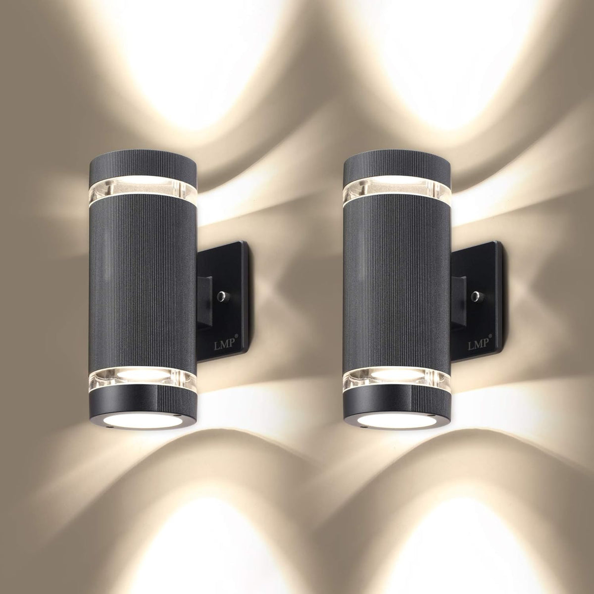 2 Pack LED Outdoor Wall Lights Aluminum Waterproof 3000k 5W J2756