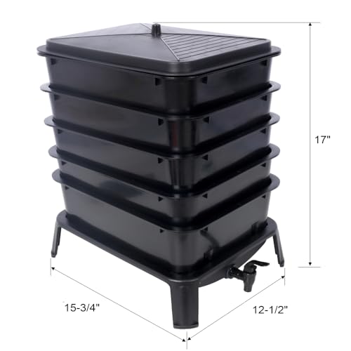 Black 4-Tray 20L Worm Composter J1062