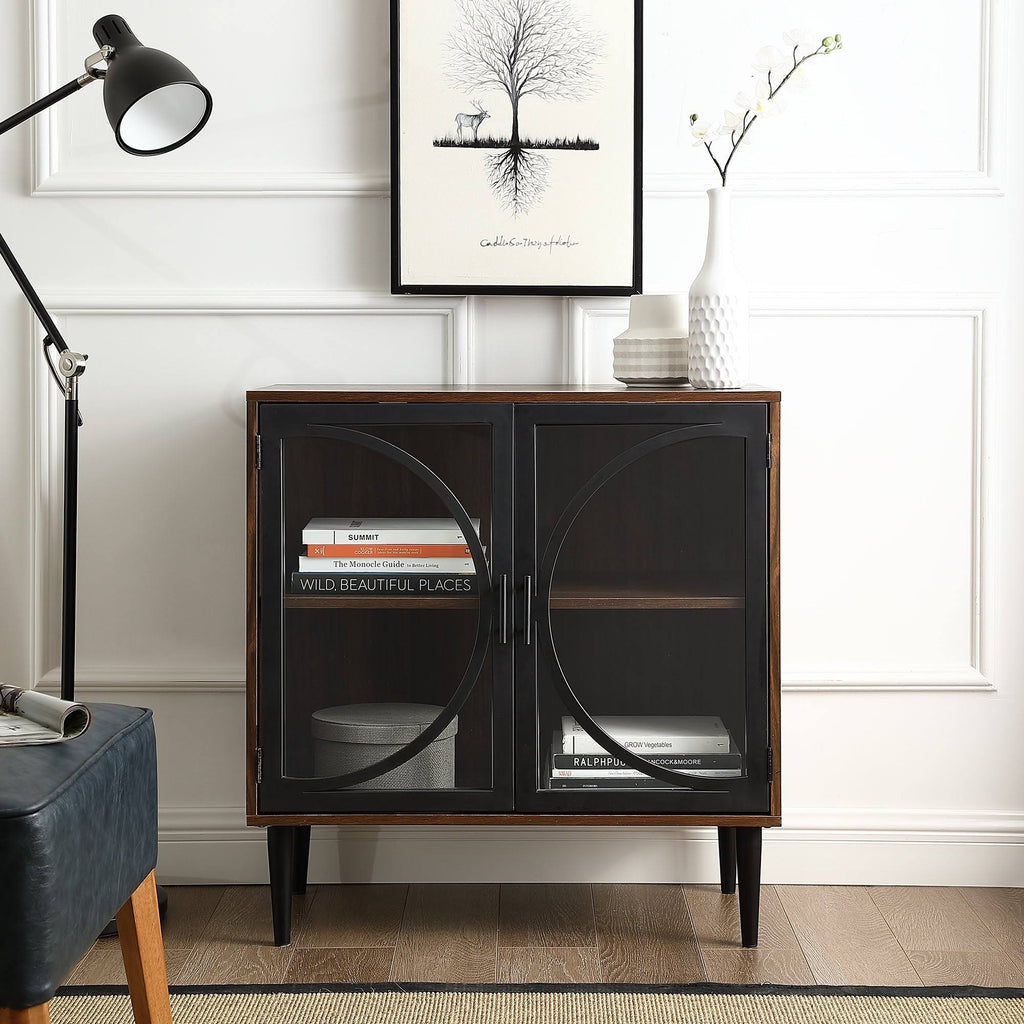 Metal and Glass Door Accent Console P53903