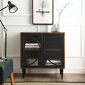 Metal and Glass Door Accent Console P53903