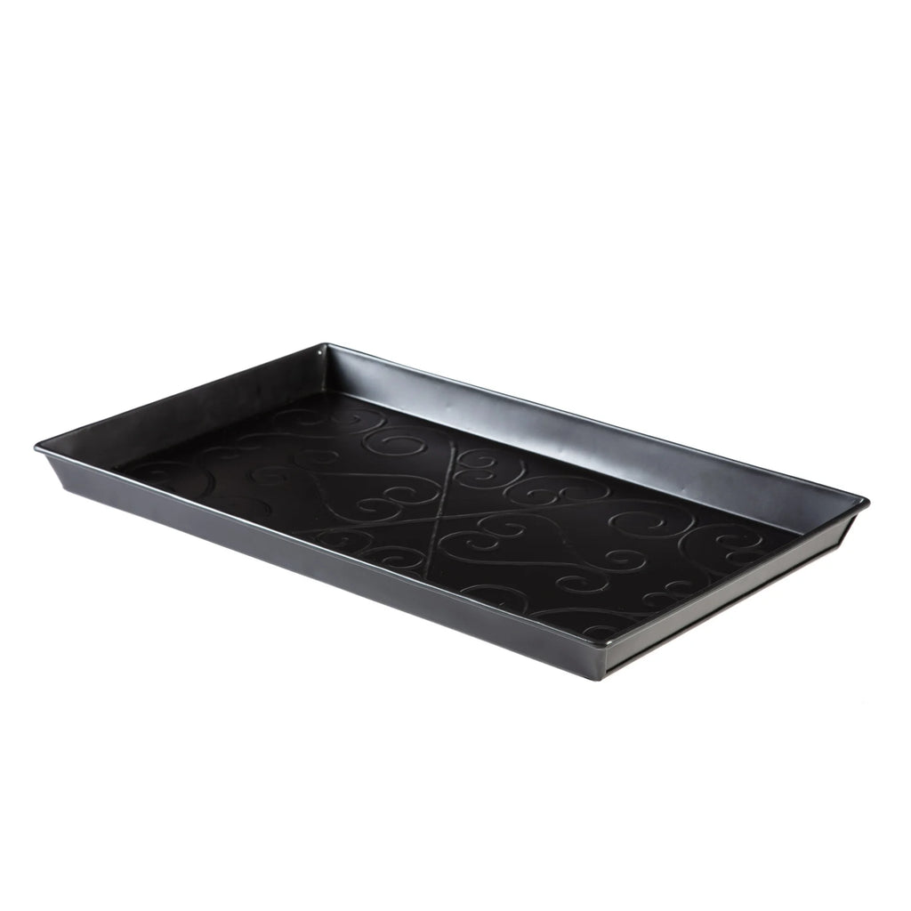Black Metal Boot Tray with Coir Insert M4456