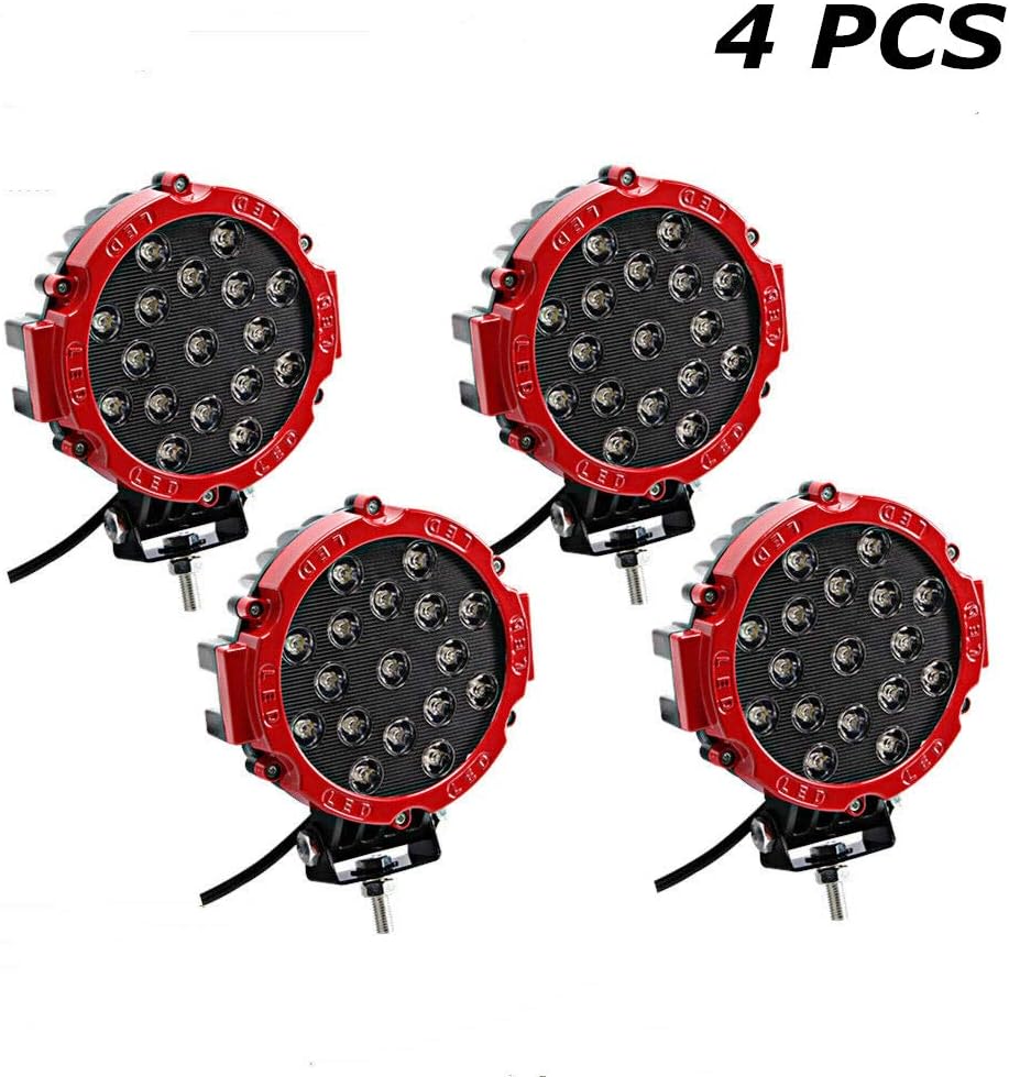 51W Round LED Off-Road Work Lights 4 Pcs Red L21117