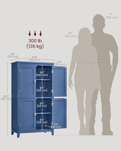 Forest Green 4 Door Freestanding Bathroom Storage Cabinet with Adjustable Shelves V5216