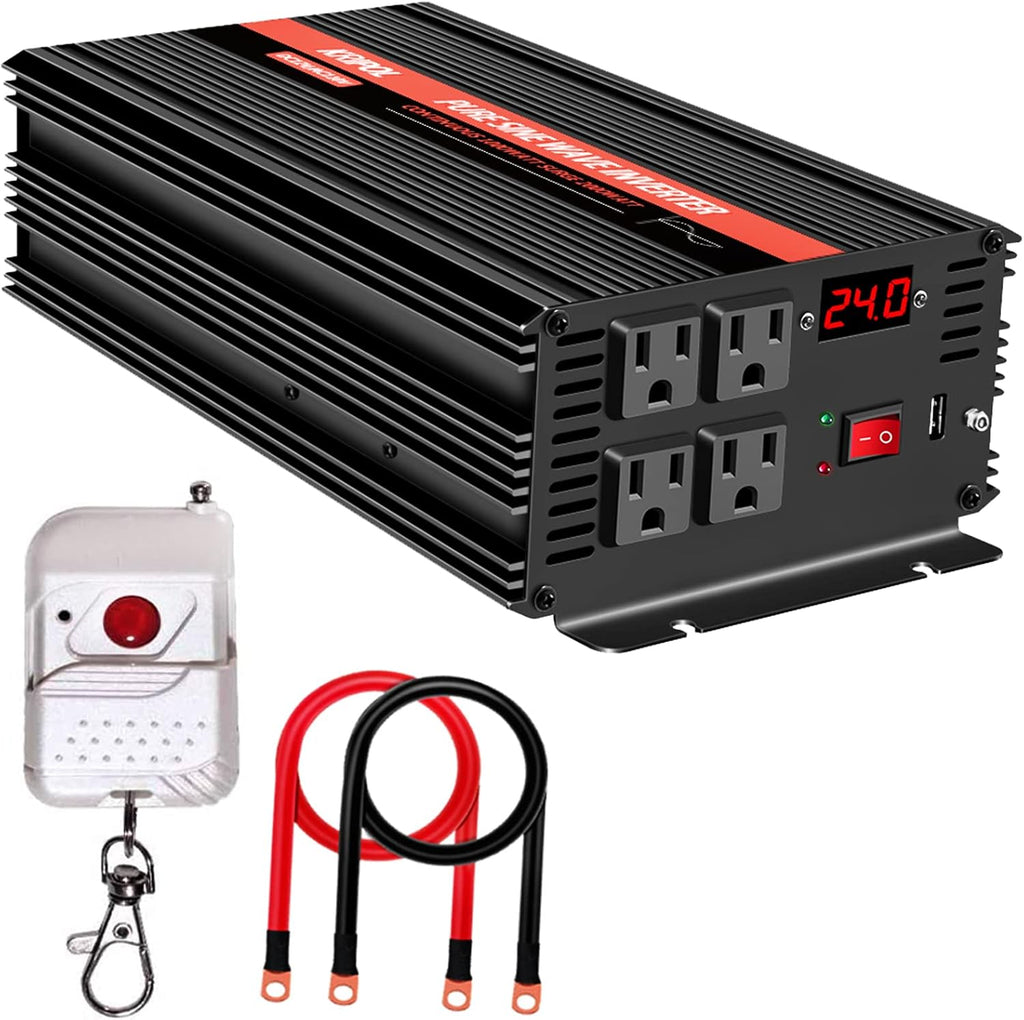 1000 Watt Pure Sine Wave Inverter 12v DC to 110/120v AC V14266
