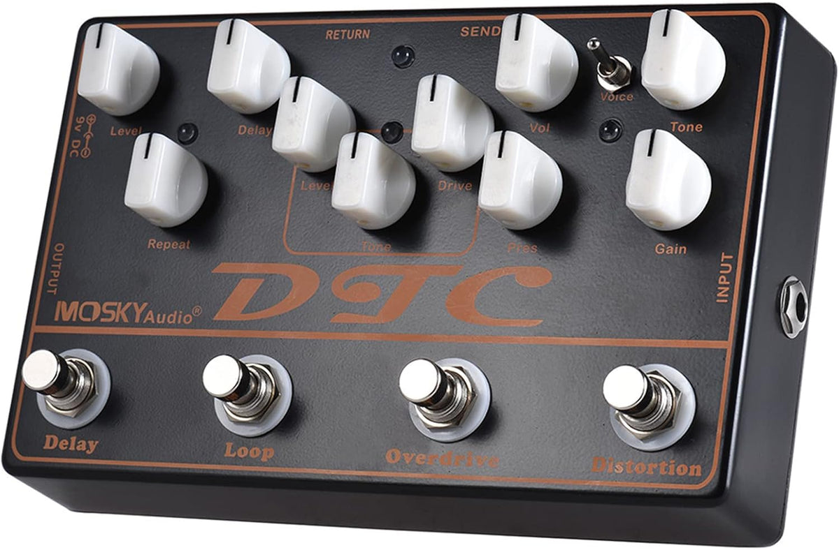 4-in-1 Electric Guitar Effects Pedal Distortion Overdrive Loop Delay D12342