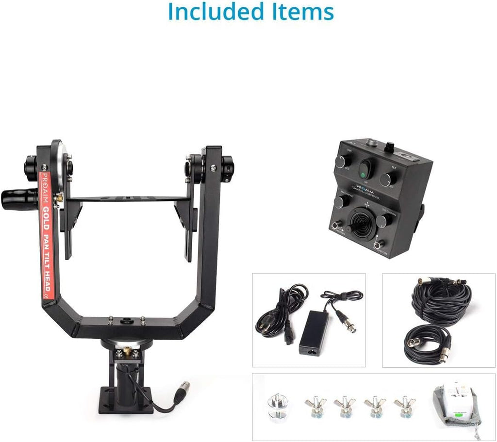 Gold Motorized Camera Pan Tilt Head with Joystick Control U1782