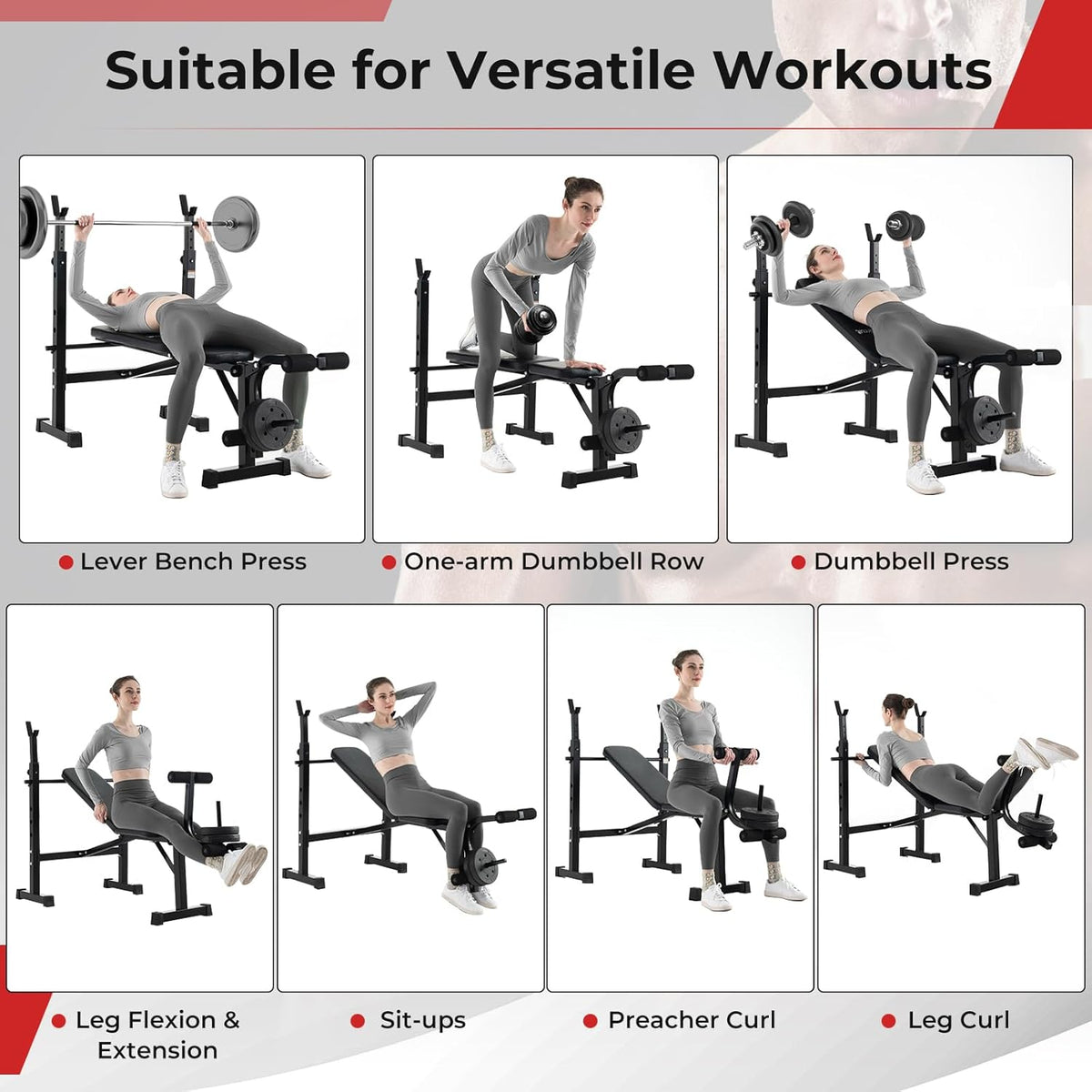 Adjustable Weight Bench with Squat Racks N300
