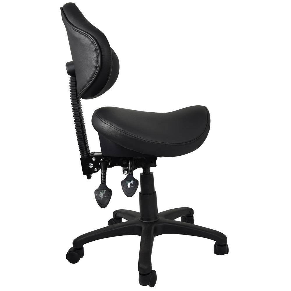 Rolling Saddle Stool with Adjustable Height and Backrest Q8416