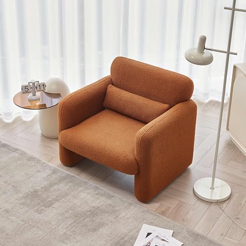 Cream Lambskin Sherpa Fabric Accent Chair L5847