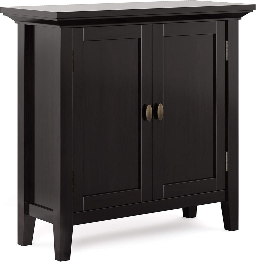 Hickory Brown Solid Wood Low Storage Cabinet with 2 Doors and 2 Adjustable Shelves S9188