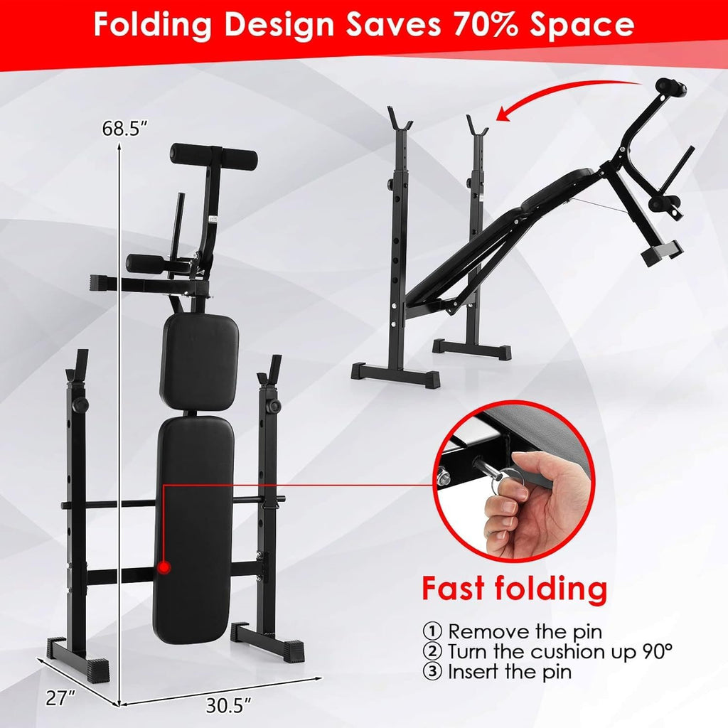 Adjustable Weight Bench with Squat Racks N300