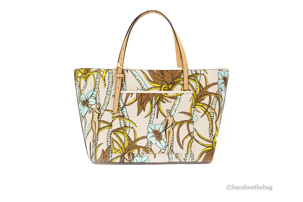 Small Climbing Palms Printed Canvas Tote Handbag M9328