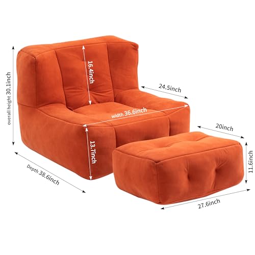 White Microfiber Memory Foam Bean Bag Chair with Footstool J953