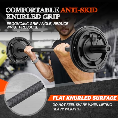 57" Olympic Barbell Bar, 2" Standard Straight Barbell Bars with 2 Spring Collars W151187
