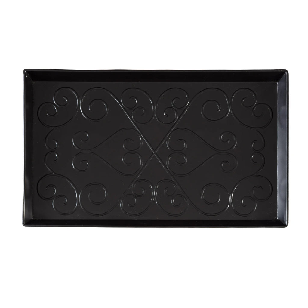 Black Metal Boot Tray with Coir Insert M4456