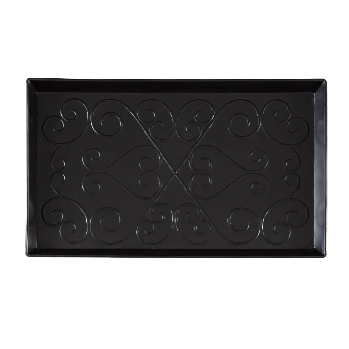 Black Metal Boot Tray with Coir Insert M4456