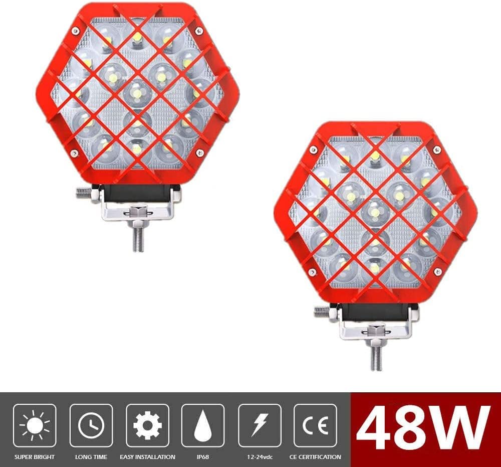 51W Round LED Off-Road Work Lights 4 Pcs Red L21117
